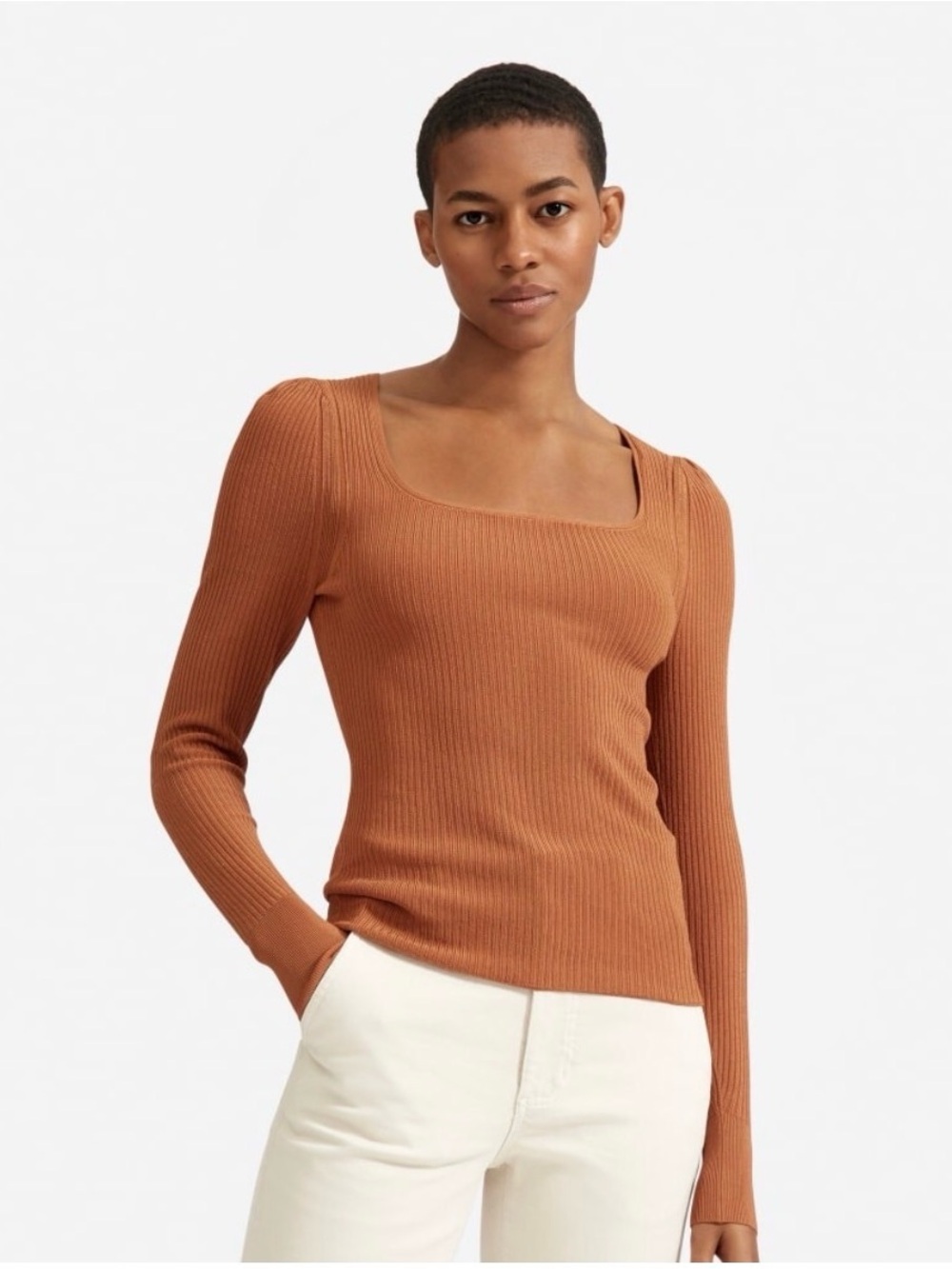 Everlane Square Neck Top - Rust Orange